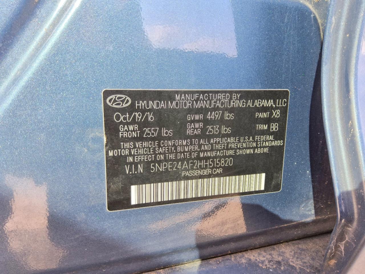 2017 HYUNDAI SONATA SE — снимка 5