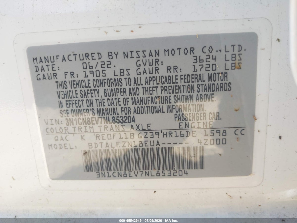 2022 NISSAN VERSA 1.6 SV XTRONIC CVT — снимка 4