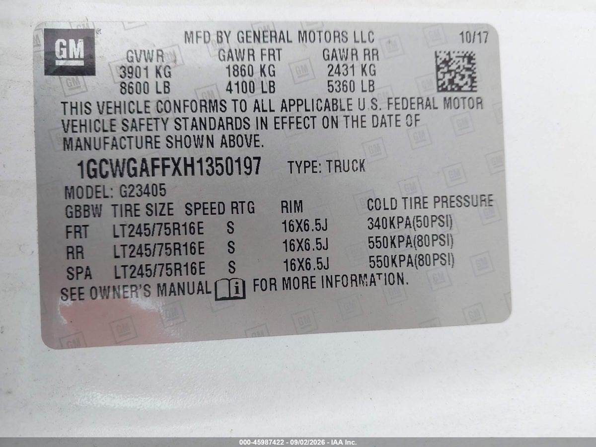 2017 CHEVROLET EXPRESS 2500 WORK VAN — снимка 4
