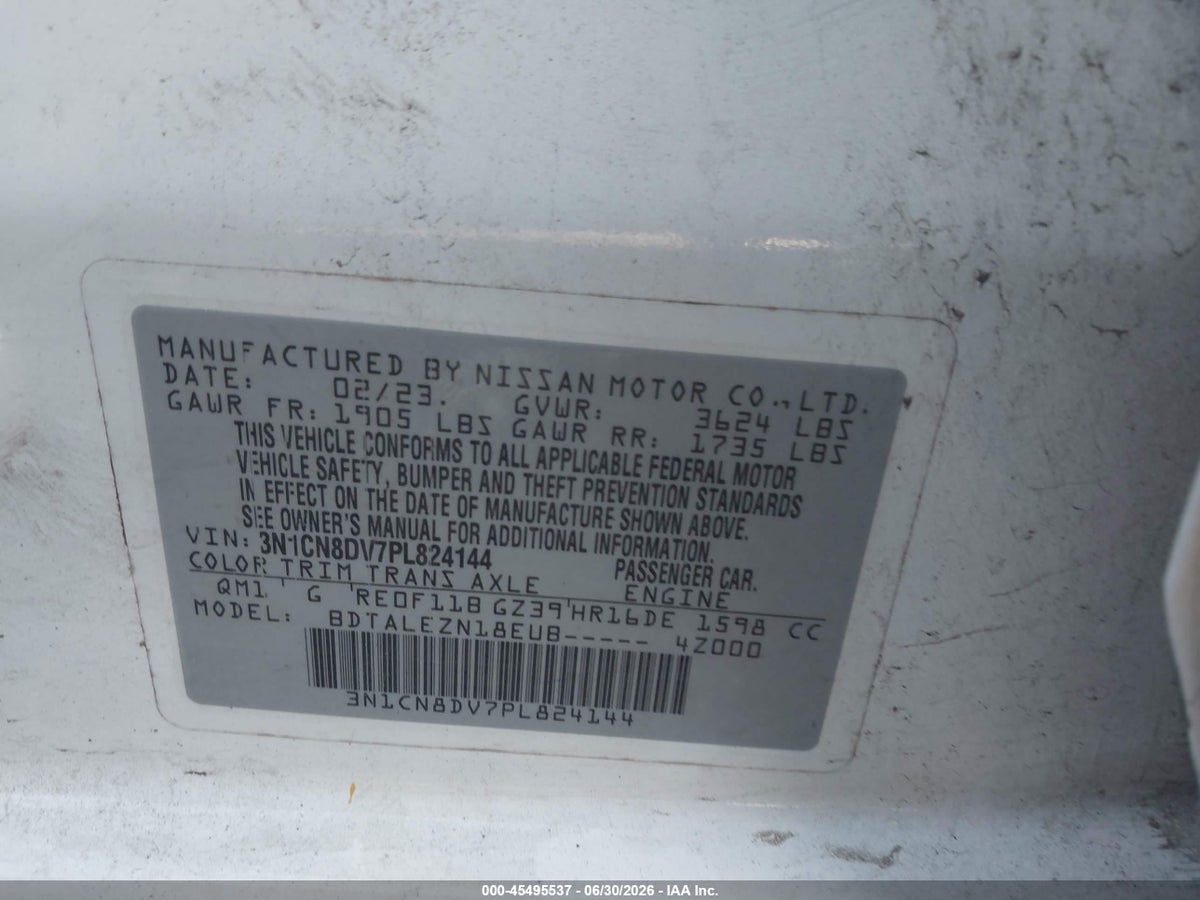 2023 NISSAN VERSA 1.6 S XTRONIC CVT — снимка 4