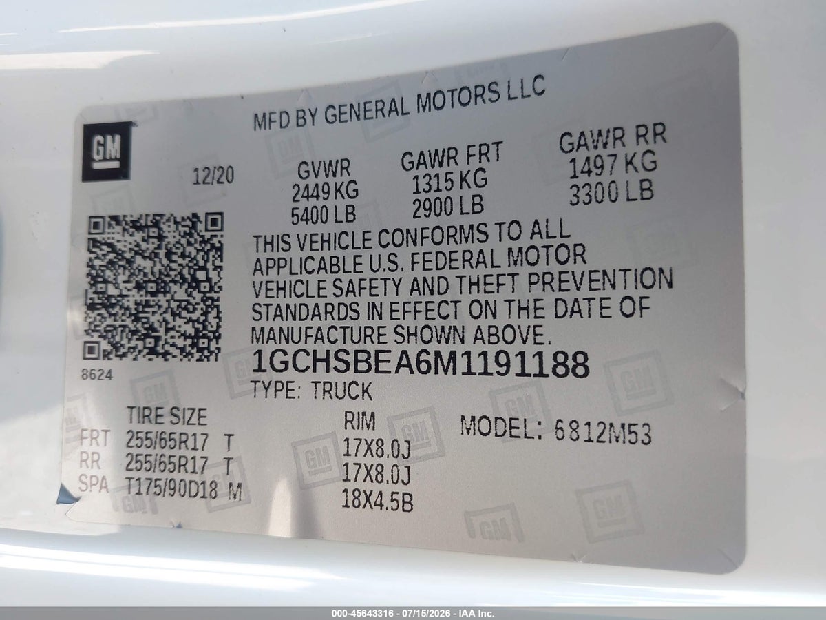 2021 CHEVROLET COLORADO 2WD LONG BOX WT — снимка 4