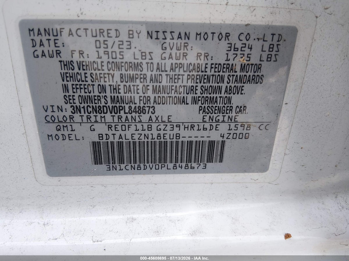 2023 NISSAN VERSA 1.6 S XTRONIC CVT — снимка 4