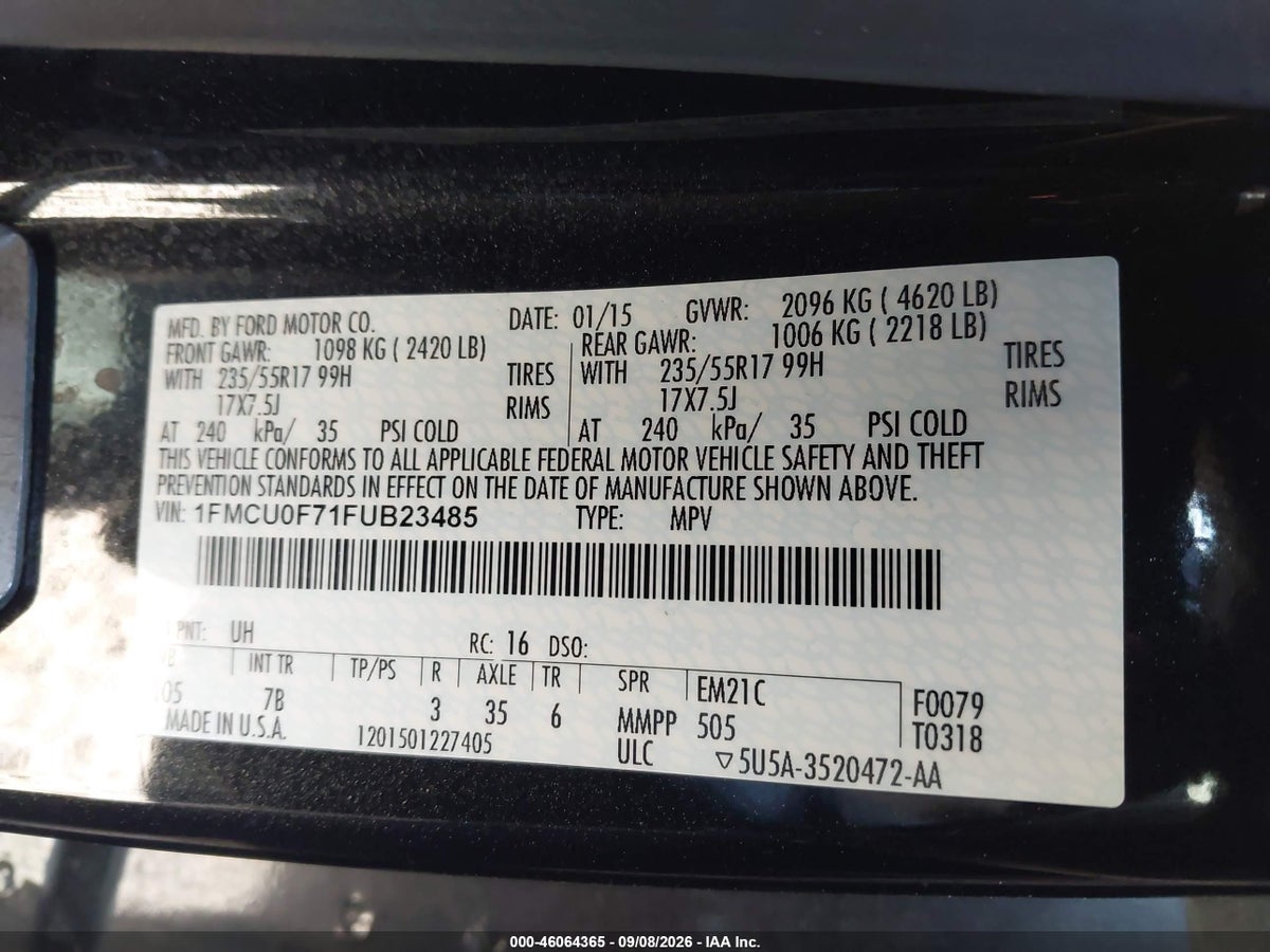 2015 FORD ESCAPE S — снимка 4